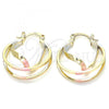 Oro Laminado Small Hoop, Gold Filled Style Polished, Tricolor, 02.170.0303.1.20