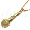 Oro Laminado Pendant Necklace, Gold Filled Style with White Crystal, Polished, Golden Finish, 04.242.0063.30