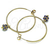 Oro Laminado Medium Hoop, Gold Filled Style with Sapphire Blue Crystal, Polished, Golden Finish, 02.63.2736.40