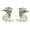 Rhodium Plated Stud Earring, with Multicolor Micro Pave, Polished, Rhodium Finish, 02.233.0014.1