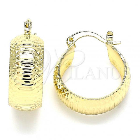 Oro Laminado Small Hoop, Gold Filled Style Diamond Cutting Finish, Golden Finish, 02.170.0356.20