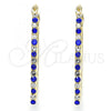 Oro Laminado Small Hoop, Gold Filled Style with Sapphire Blue and White Crystal, Polished, Golden Finish, 02.100.0082.2.15