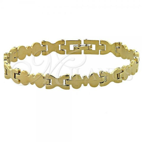 Oro Laminado Solid Bracelet, Gold Filled Style Diamond Cutting Finish, Golden Finish, 03.102.0006