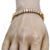 Oro Laminado Tennis Bracelet, Gold Filled Style with White Cubic Zirconia, Polished, Golden Finish, 03.284.0016.09