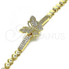 Oro Laminado Fancy Bracelet, Gold Filled Style Butterfly Design, with White Micro Pave, Polished, Golden Finish, 03.283.0071.07