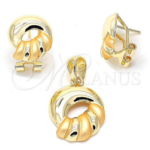 Oro Laminado Earring and Pendant Adult Set, Gold Filled Style Polished, Golden Finish, 10.59.0072