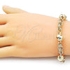 Oro Laminado Fancy Bracelet, Gold Filled Style Love Knot Design, Polished, Golden Finish, 03.415.0013.08