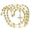 Oro Laminado Medium Rosary, Gold Filled Style Guadalupe and Crucifix Design, Polished, Golden Finish, 09.213.0012.26