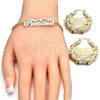 Oro Laminado Necklace, Bracelet and Earring, Gold Filled Style Polished, Golden Finish, 06.63.0241