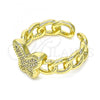 Oro Laminado Multi Stone Ring, Gold Filled Style Butterfly Design, with White Micro Pave, Polished, Golden Finish, 01.341.0048