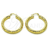 Oro Laminado Medium Hoop, Gold Filled Style Hollow Design, Diamond Cutting Finish, Golden Finish, 02.170.0312.40