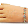 Oro Laminado Tennis Bracelet, Gold Filled Style Star Design, Matte Finish, Two Tone, 03.341.0238.07