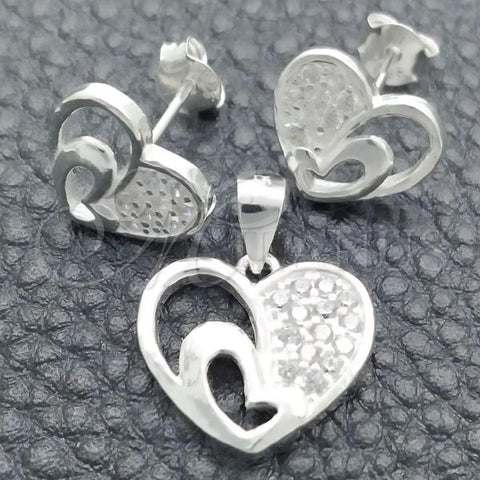Sterling Silver Earring and Pendant Adult Set, Polished, Silver Finish, 10.398.0005