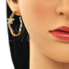 Oro Laminado Stud Earring, Gold Filled Style Star and Moon Design, with White Micro Pave, Polished, Golden Finish, 02.341.0126