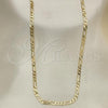 Oro Laminado Basic Necklace, Gold Filled Style Figaro Design, Polished, Golden Finish, 04.213.0241.20