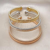 Oro Laminado Trio Bangle, Gold Filled Style Polished, Tricolor, 07.170.0032