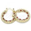 Oro Laminado Small Hoop, Gold Filled Style with Garnet and White Cubic Zirconia, Diamond Cutting Finish, Golden Finish, 02.122.0104.1.25