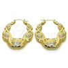 Oro Laminado Large Hoop, Gold Filled Style Chunky and Flower Design, Polished, Golden Finish, 02.60.0157.50