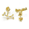 Oro Laminado Dangle Earring, Gold Filled Style with White Cubic Zirconia, Polished, Golden Finish, 02.156.0177