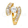 Oro Laminado Multi Stone Ring, Gold Filled Style with White Cubic Zirconia, Polished, Golden Finish, 01.213.0001.08 (Size 8)