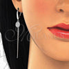 Sterling Silver Long Earring, with White Micro Pave, Polished, Rhodium Finish, 02.186.0161.1
