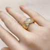 Oro Laminado Multi Stone Ring, Gold Filled Style with White Micro Pave, Polished, Golden Finish, 01.428.0001