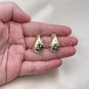 Oro Laminado Stud Earring, Gold Filled Style Teardrop Design, with White Cubic Zirconia, Polished, Golden Finish, 02.170.0451