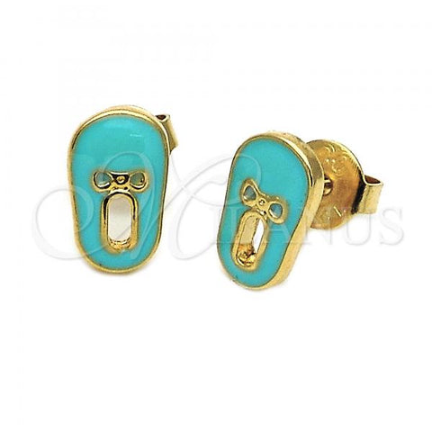 Oro Laminado Stud Earring, Gold Filled Style Shoes Design, Turquoise Enamel Finish, Golden Finish, 02.64.0227 *PROMO*