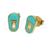 Oro Laminado Stud Earring, Gold Filled Style Shoes Design, Turquoise Enamel Finish, Golden Finish, 02.64.0227 *PROMO*