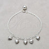 Sterling Silver Fancy Bracelet, Heart Design, Polished, Silver Finish, 03.409.0131.07