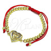 Oro Laminado Adjustable Bolo Bracelet, Gold Filled Style with White Micro Pave, Polished, Golden Finish, 03.381.0035.11