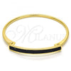 Oro Laminado Individual Bangle, Gold Filled Style with Black Crystal, Polished, Golden Finish, 07.308.0004.04 (03 MM Thickness, Size 4 - 2.25 Diameter)