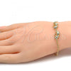 Oro Laminado Fancy Bracelet, Gold Filled Style with White Crystal, Polished, Golden Finish, 03.168.0006.07