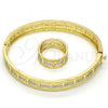 Oro Laminado Set Bangle, Gold Filled Style Diamond Cutting Finish, Two Tone, 13.99.0004.05.09 (09 MM Thickness, Size 9)