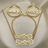 Oro Laminado Necklace, Bracelet and Earring, Gold Filled Style Polished, Golden Finish, 06.63.0252