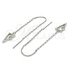 Sterling Silver Long Earring, with White Cubic Zirconia, Polished, Rhodium Finish, 02.186.0171.1