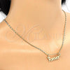 Oro Laminado Pendant Necklace, Gold Filled Style Nameplate Design, Polished, Golden Finish, 04.106.0029.20