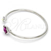 Rhodium Plated Individual Bangle, Flower Design, with Fuchsia and Aurore Boreale Swarovski Crystals, Polished, Rhodium Finish, 07.239.0011.5 (02 MM Thickness, One size fits all)