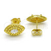 Sterling Silver Stud Earring, with White Cubic Zirconia, Polished, Golden Finish, 02.186.0145