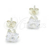 Sterling Silver Stud Earring, with White Cubic Zirconia, Polished,, 02.63.2611