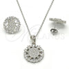 Sterling Silver Earring and Pendant Adult Set, with White Cubic Zirconia, Polished, Rhodium Finish, 10.286.0005