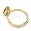 Oro Laminado Multi Stone Ring, Gold Filled Style with Padparadscha Swarovski Crystals, Polished, Golden Finish, 01.239.0009.6 (One size fits all)
