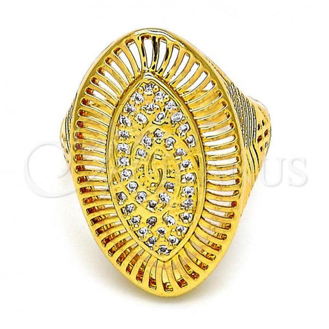 Oro Laminado Multi Stone Ring, Gold Filled Style with White Micro Pave, Polished, Golden Finish, 01.118.0032.08 (Size 8)