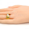 Stainless Steel Multi Stone Ring, with White Cubic Zirconia, Polished, Golden Finish, 01.309.0001.08 (Size 8)