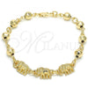 Oro Laminado Fancy Bracelet, Gold Filled Style Elephant Design, Polished, Golden Finish, 03.63.1955.07