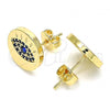 Oro Laminado Stud Earring, Gold Filled Style with Sapphire Blue Micro Pave, Polished, Golden Finish, 02.156.0444.1