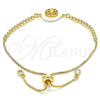 Oro Laminado Adjustable Bolo Bracelet, Gold Filled Style Virgen Maria Design, with Multicolor Cubic Zirconia, Polished, Golden Finish, 03.63.2113.10