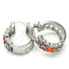 Rhodium Plated Small Hoop, with Multicolor Cubic Zirconia, Polished, Rhodium Finish, 02.210.0285.9.20
