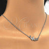 Sterling Silver Pendant Necklace, Butterfly Design, with White Micro Pave, Polished, Rhodium Finish, 04.336.0014.16