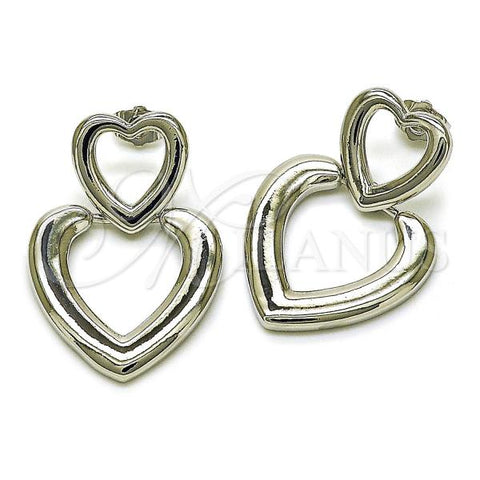 Rhodium Plated Stud Earring, Heart Design, Polished, Rhodium Finish, 02.418.0003.1